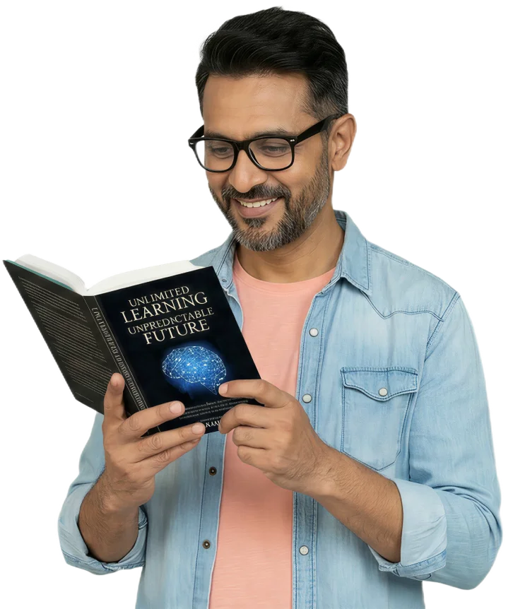 Kenny Ramanand reading a book