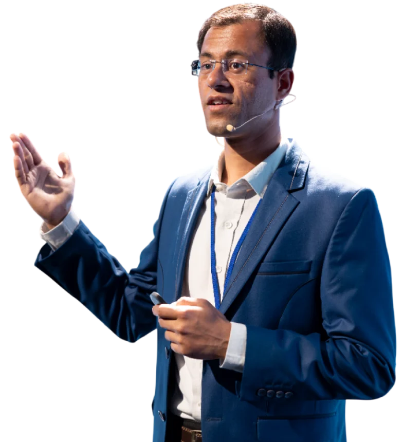 Kenny Ramanand reading a book